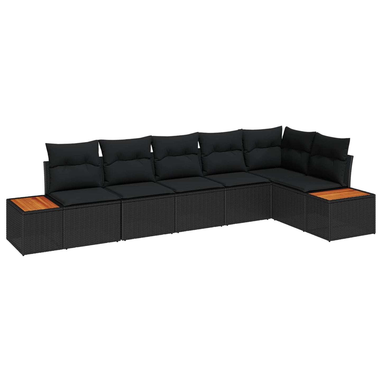 Set Divano da Giardino con cuscino 6 pcs Nero Polyrattan | homemem39