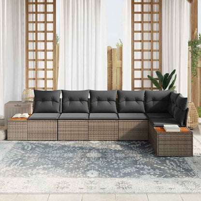 Set Divano da Giardino con cuscino 6 pcs Grigio Polyrattan