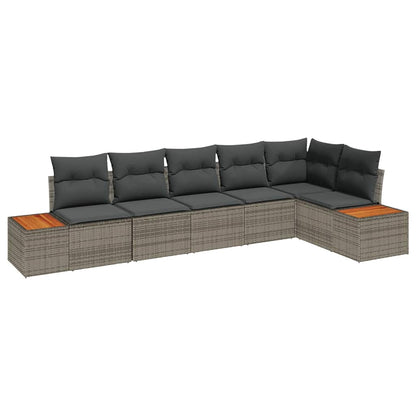 Set Divano da Giardino con cuscino 6 pcs Grigio Polyrattan