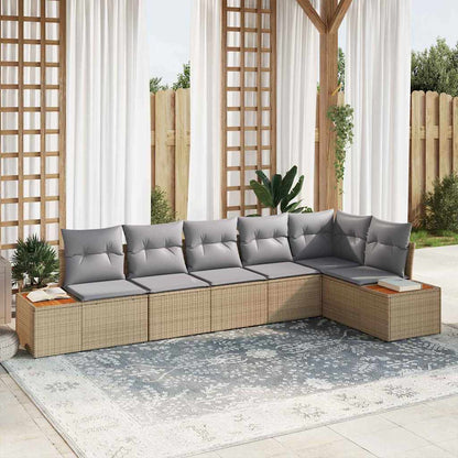 Set Divano da Giardino 6 pcs Beige e Grigio Chiaro Polyrattan | homemem39