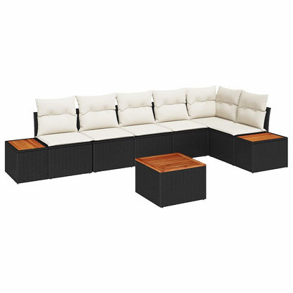 Set Divano da Giardino 6 pcs Nero e Crema Polyrattan | homemem39