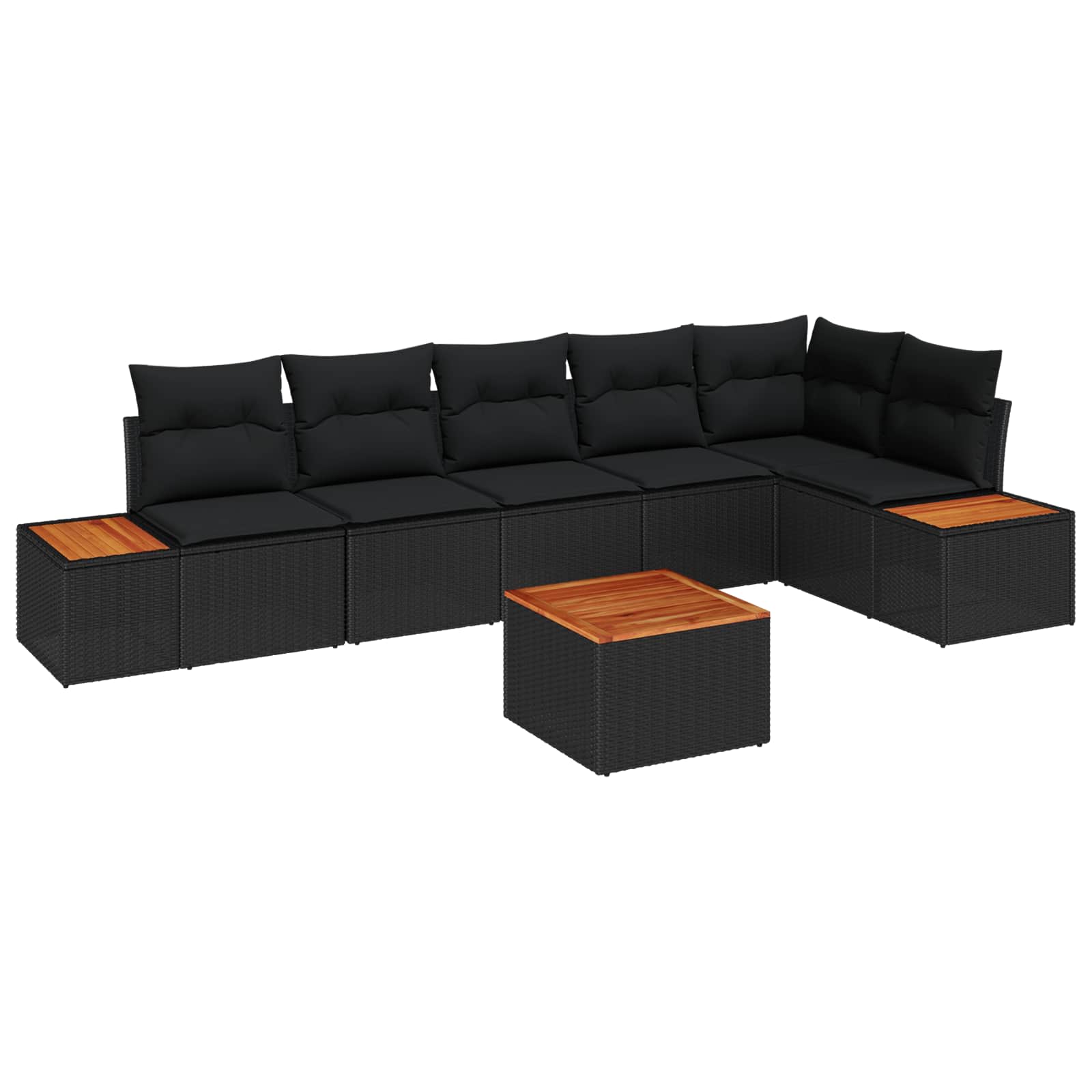 Set Divano da Giardino con cuscino 6 pcs Nero Polyrattan | homemem39