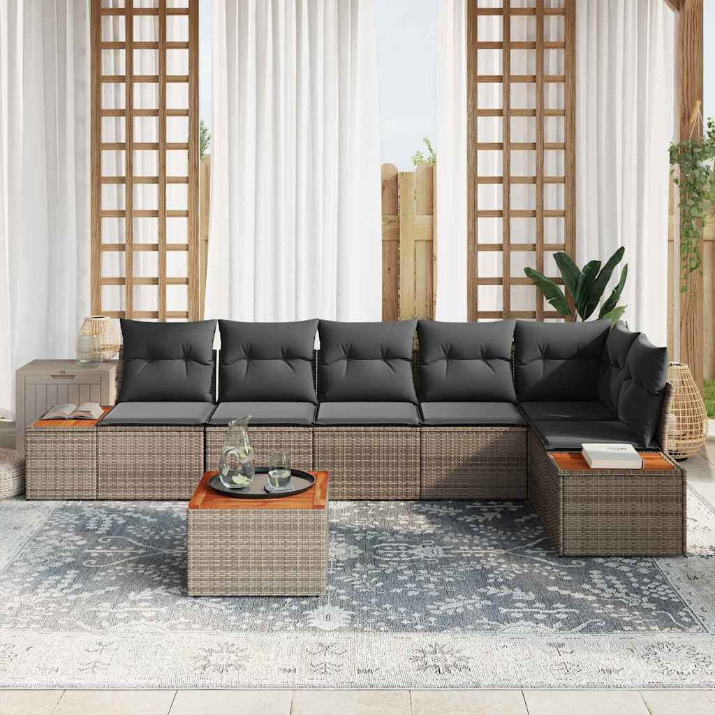 Set Divano da Giardino con cuscino 6 pcs Grigio Polyrattan