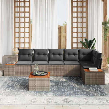 Set Divano da Giardino con cuscino 6 pcs Grigio Polyrattan