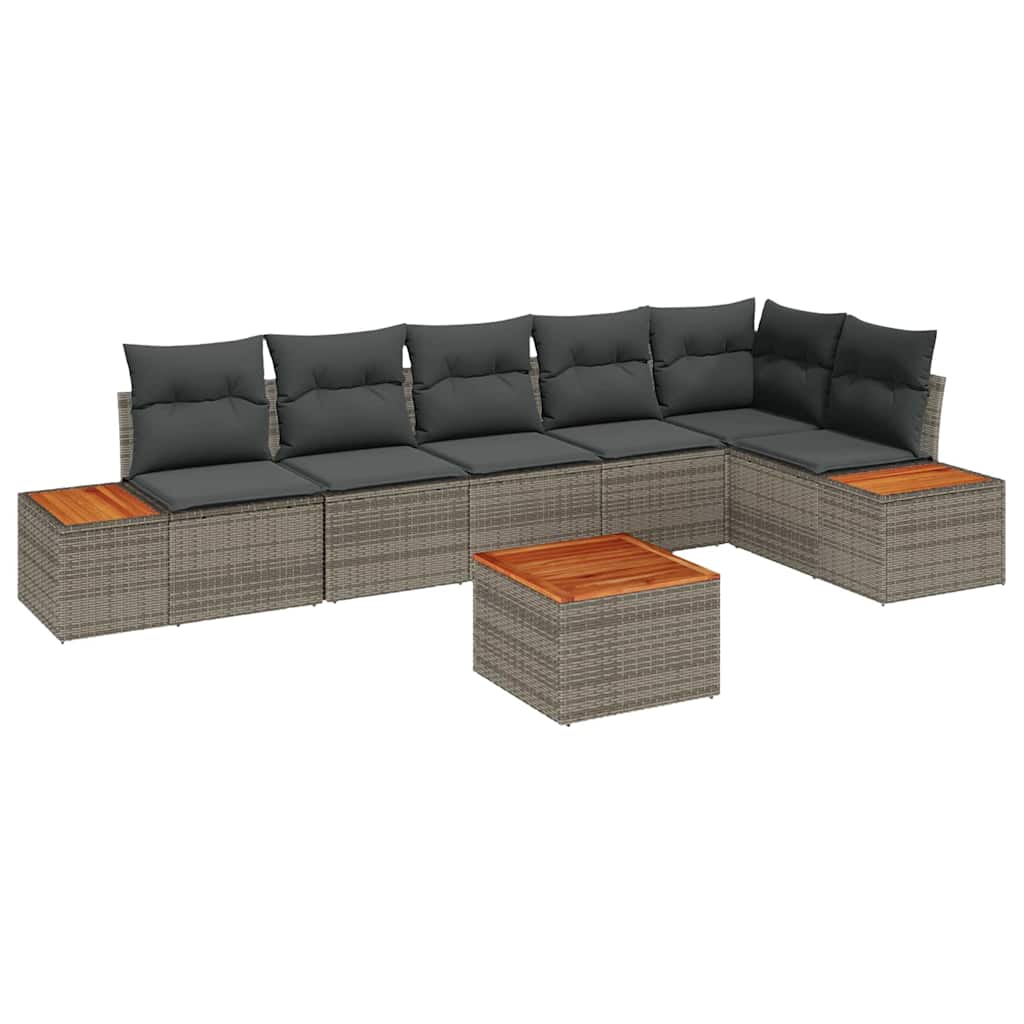 Set Divano da Giardino con cuscino 6 pcs Grigio Polyrattan