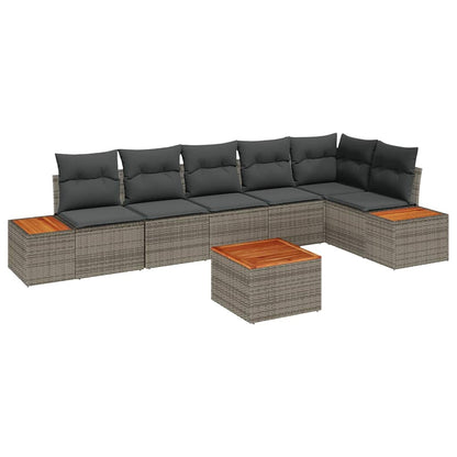 Set Divano da Giardino con cuscino 6 pcs Grigio Polyrattan