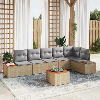 Set Divano da Giardino 6 pcs Beige e Grigio Chiaro Polyrattan | homemem39