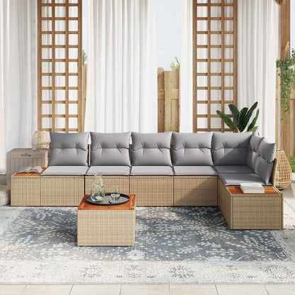 Set Divano da Giardino 6 pcs Beige e Grigio Chiaro Polyrattan | homemem39