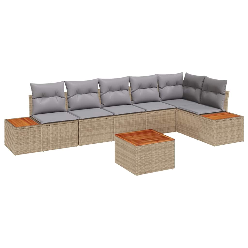 Set Divano da Giardino 6 pcs Beige e Grigio Chiaro Polyrattan | homemem39