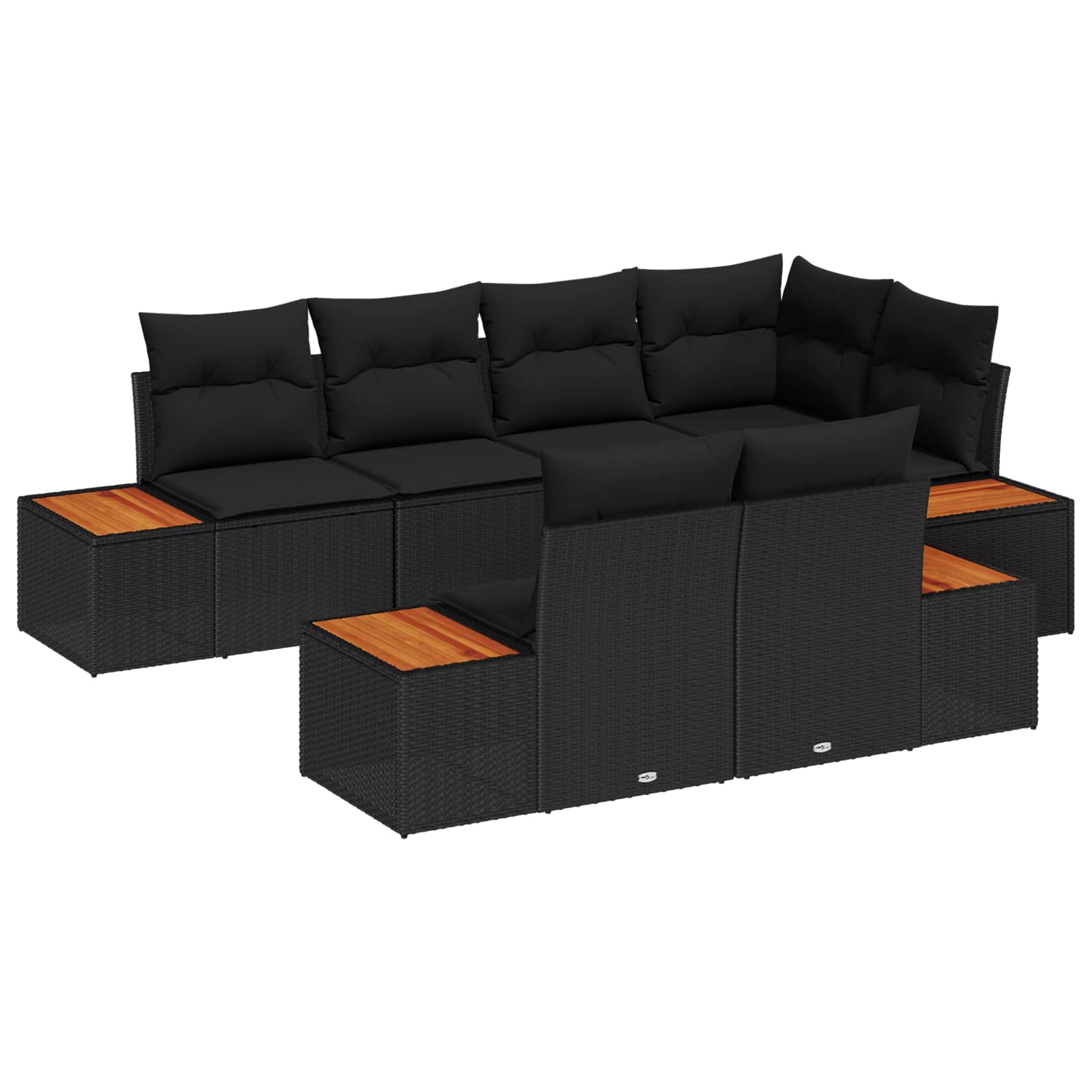 Set Divano da Giardino con cuscino 7 pcs Nero Polyrattan | homemem39