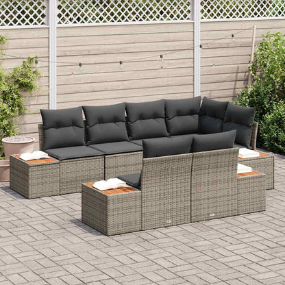 Set Divano da Giardino con cuscino 7 pcs Grigio Polyrattan | homemem39
