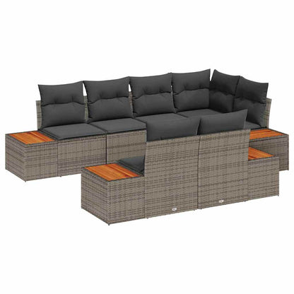 Set Divano da Giardino con cuscino 7 pcs Grigio Polyrattan | homemem39