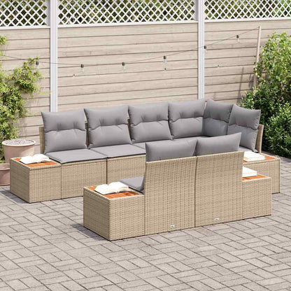 Set Divano da Giardino 7 pcs Beige e Grigio Chiaro Polyrattan