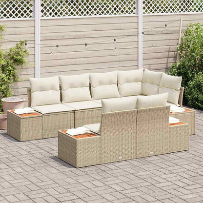 Set Divano da Giardino 7 pcs Beige e Crema Polyrattan | homemem39