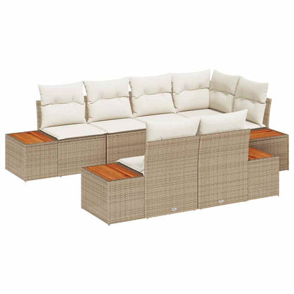 Set Divano da Giardino 7 pcs Beige e Crema Polyrattan | homemem39