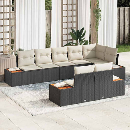 Set Divano da Giardino 8 pcs Nero e Crema Polyrattan | homemem39