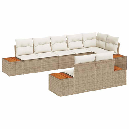 Set Divano da Giardino 8 pcs Beige e Crema Polyrattan | homemem39