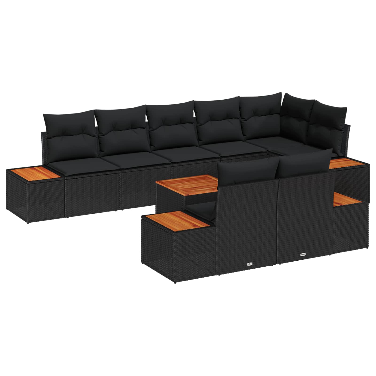 Set Divano da Giardino con cuscino 8 pcs Nero Polyrattan | homemem39