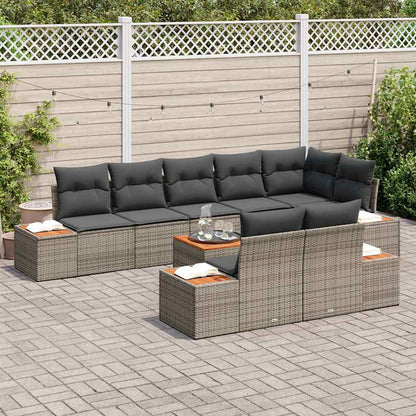Set Divano da Giardino con cuscino 8 pcs Grigio Polyrattan
