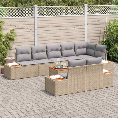 Set Divano da Giardino 8 pcs Beige e Grigio Chiaro Polyrattan | homemem39