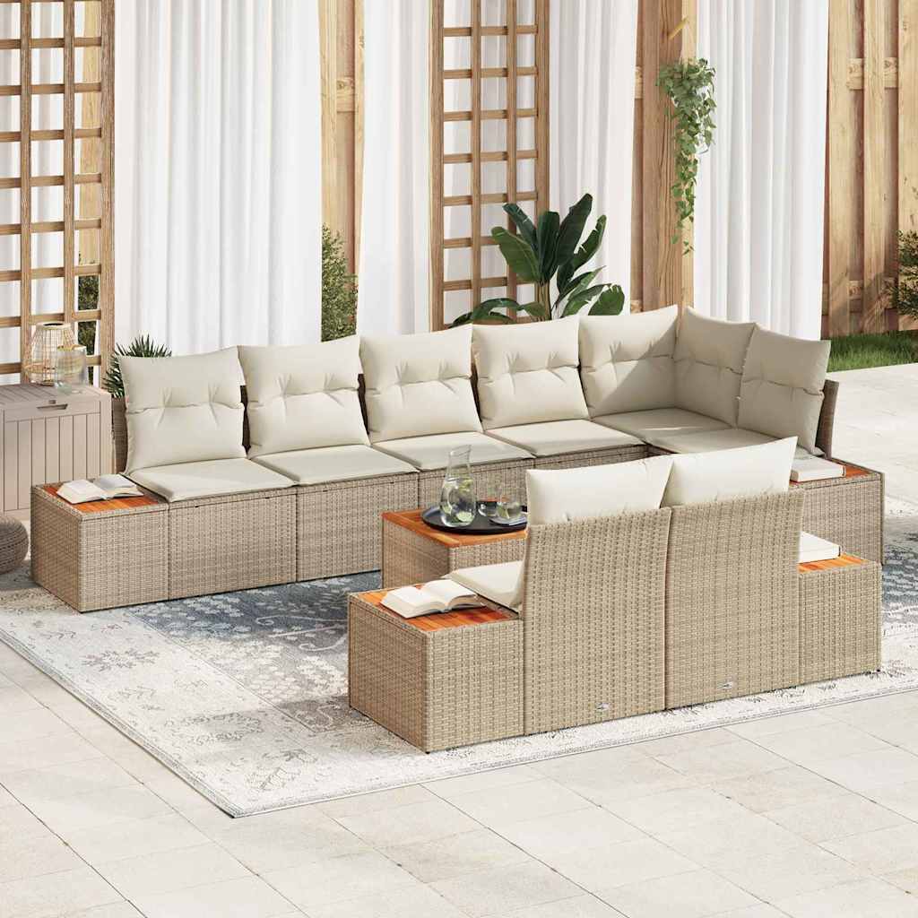 Set Divano da Giardino 8 pcs Beige e Crema Polyrattan | homemem39