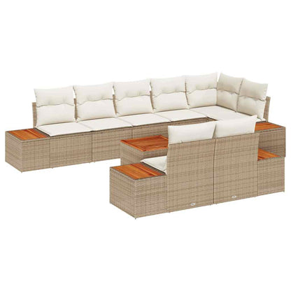 Set Divano da Giardino 8 pcs Beige e Crema Polyrattan | homemem39