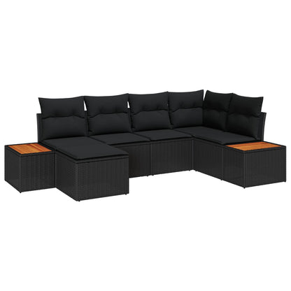 Set Divano da Giardino con cuscino 7 pcs Nero Polyrattan | homemem39