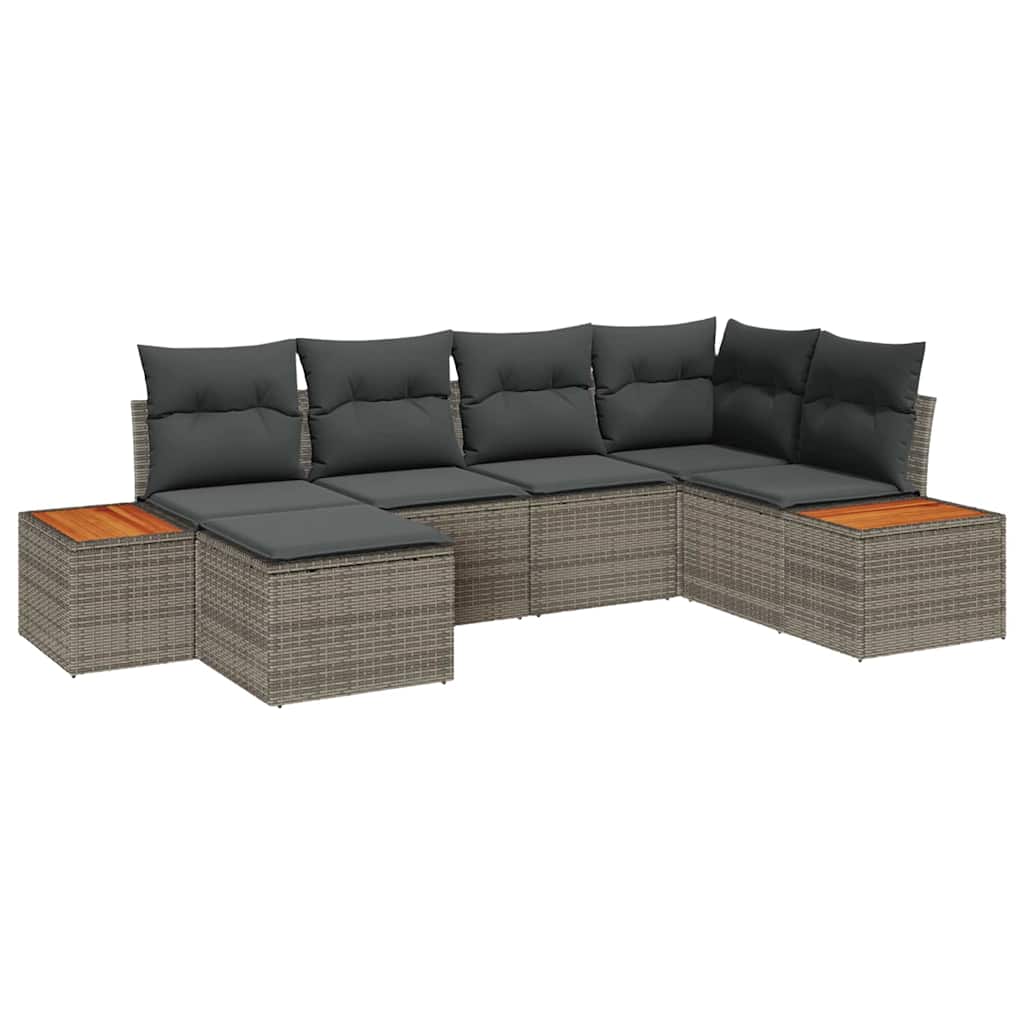 Set Divano da Giardino con cuscino 7 pcs Grigio Polyrattan | homemem39