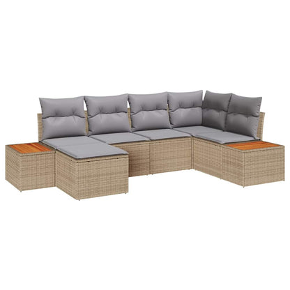 Set Divano da Giardino 7 pcs Beige e Grigio Chiaro Polyrattan | homemem39