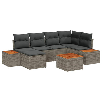 Set Divano da Giardino con cuscino 7 pcs Grigio Polyrattan | homemem39