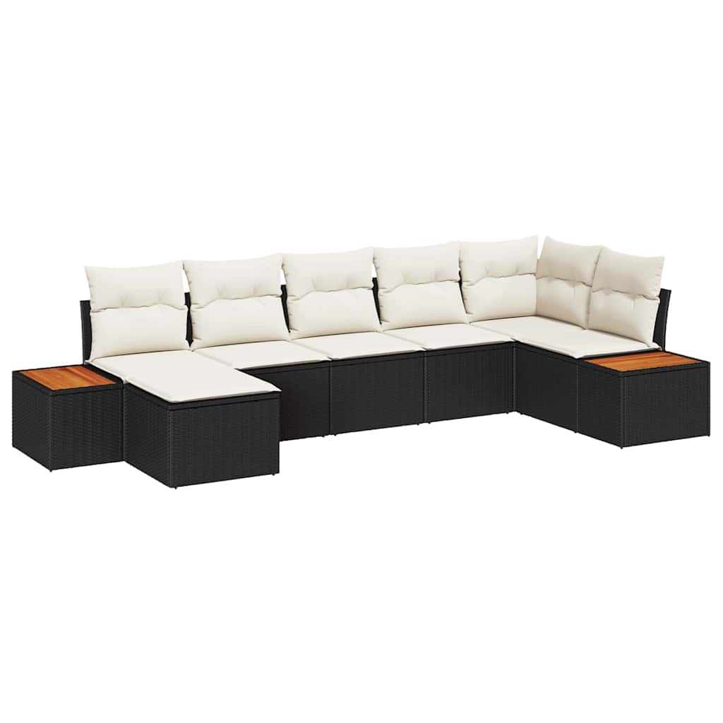 Set Divano da Giardino 8 pcs Nero e Crema Polyrattan | homemem39