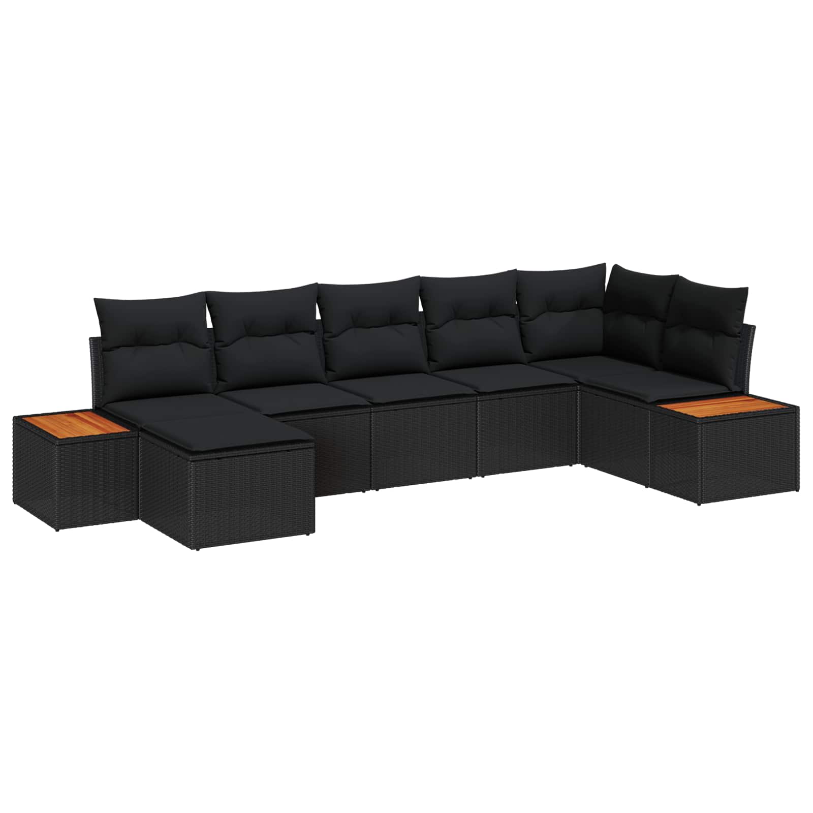 Set Divano da Giardino con cuscino 8 pcs Nero Polyrattan | homemem39