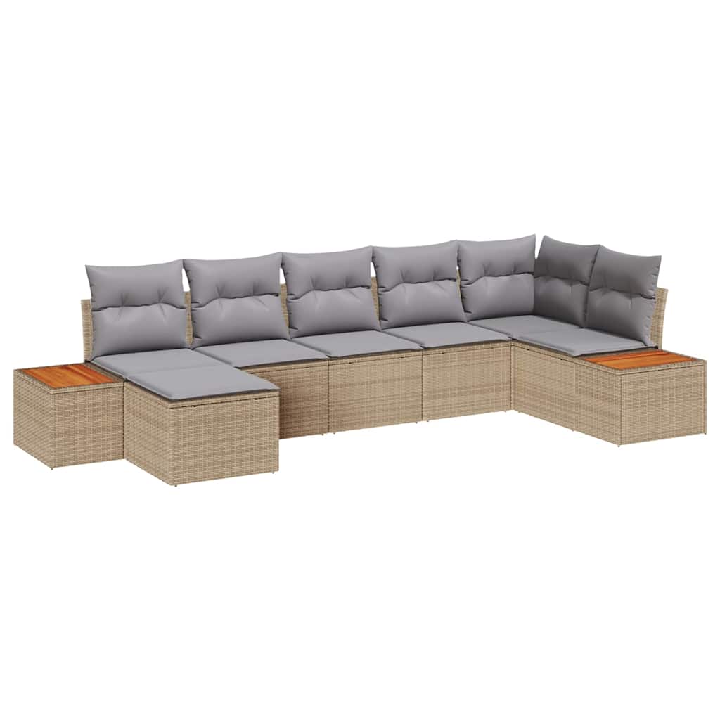 Set Divano da Giardino 8 pcs Beige e Grigio Chiaro Polyrattan | homemem39