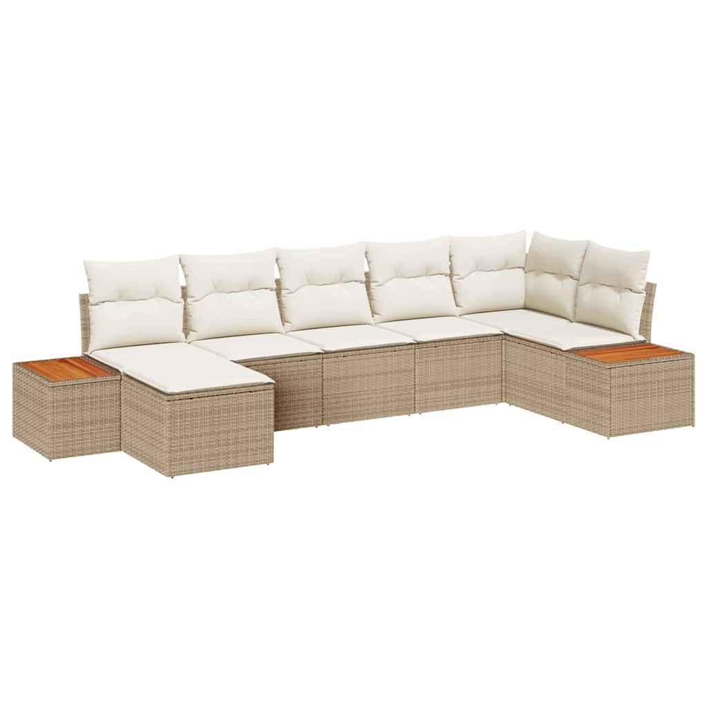 Set Divano da Giardino 8 pcs Beige e Crema Polyrattan | homemem39