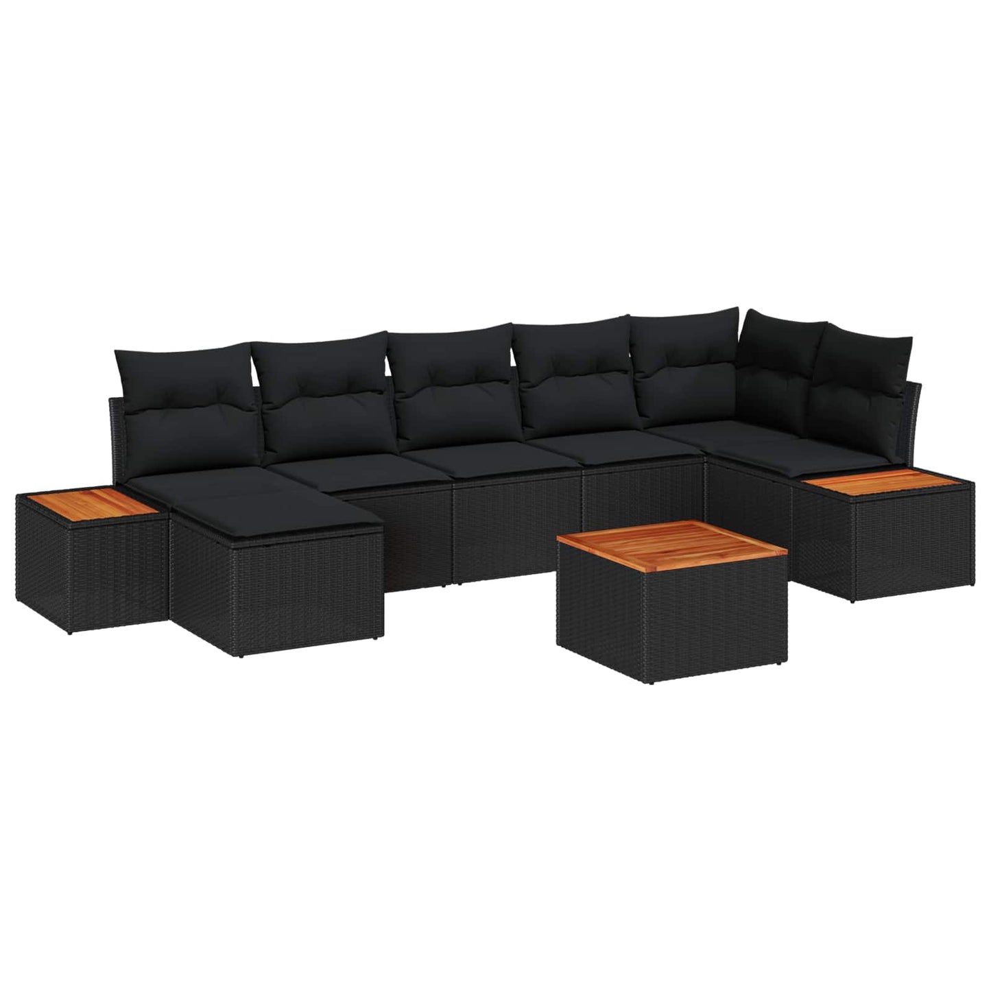 Set Divano da Giardino con cuscino 8 pcs Nero Polyrattan | homemem39