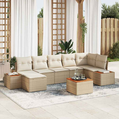 Set Divano da Giardino 8 pcs Beige e Crema Polyrattan | homemem39