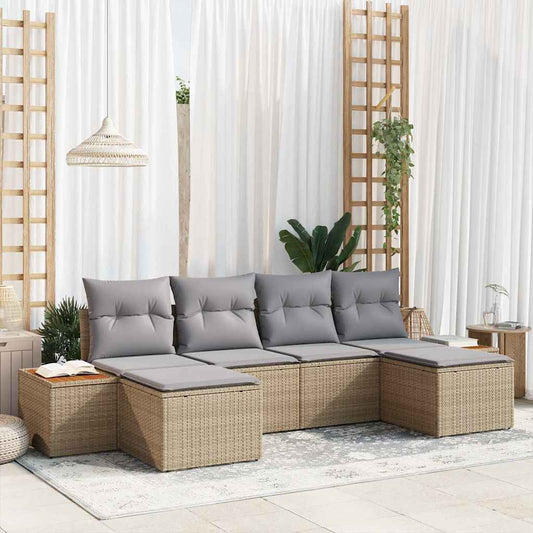 Set Divano da Giardino con cuscino 6 pcs Beige e Grigio Chiaro