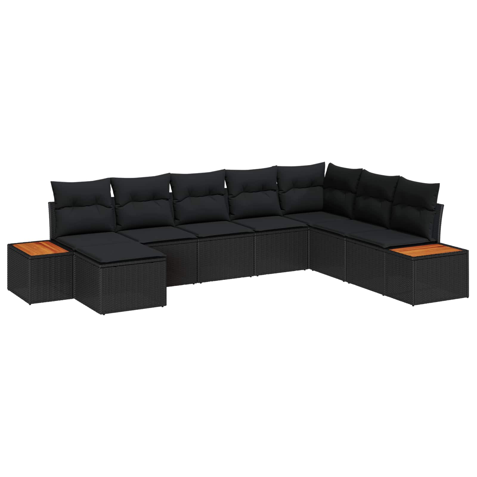 Set Divano da Giardino con cuscino 9 pcs Nero Polyrattan | homemem39