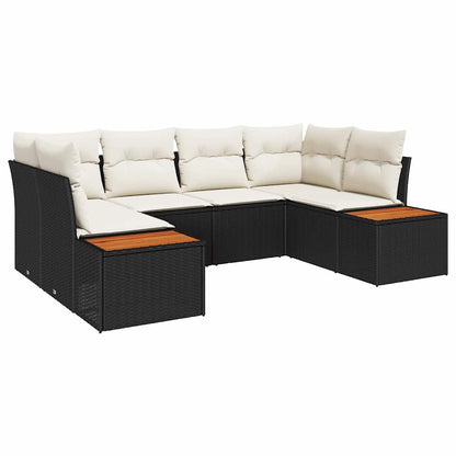 Set Divano da Giardino 6 pcs Nero e Crema Polyrattan | homemem39