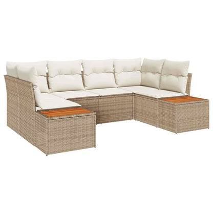 Set Divano da Giardino 6 pcs Beige e Crema Polyrattan | homemem39