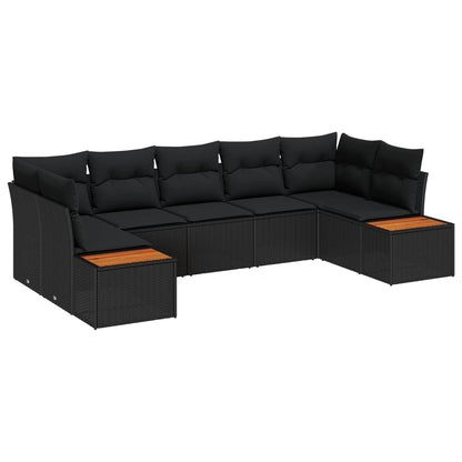 Set Divano da Giardino con cuscino 7 pcs Nero Polyrattan | homemem39