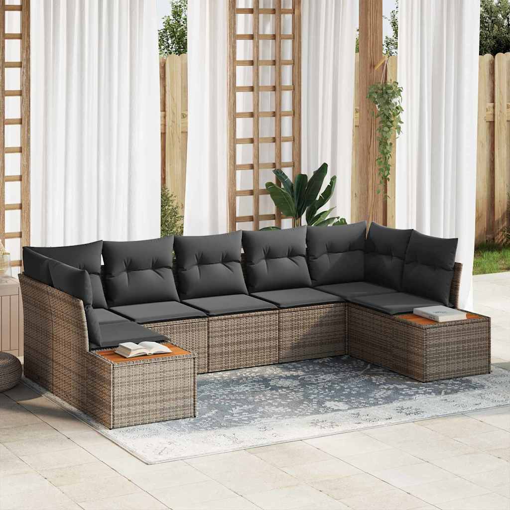 Set Divano da Giardino con cuscino 7 pcs Grigio Polyrattan | homemem39