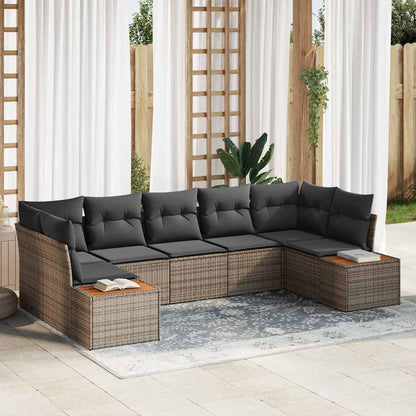 Set Divano da Giardino con cuscino 7 pcs Grigio Polyrattan | homemem39