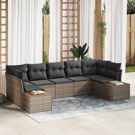 Set Divano da Giardino con cuscino 7 pcs Grigio Polyrattan