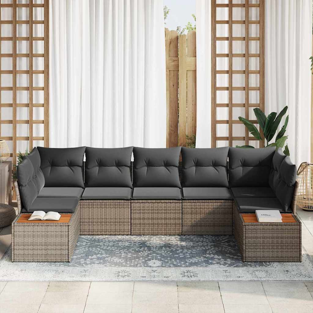 Set Divano da Giardino con cuscino 7 pcs Grigio Polyrattan | homemem39