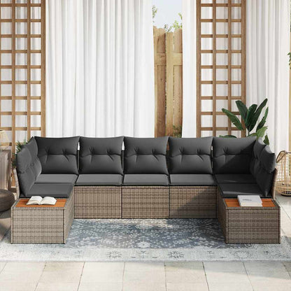 Set Divano da Giardino con cuscino 7 pcs Grigio Polyrattan | homemem39