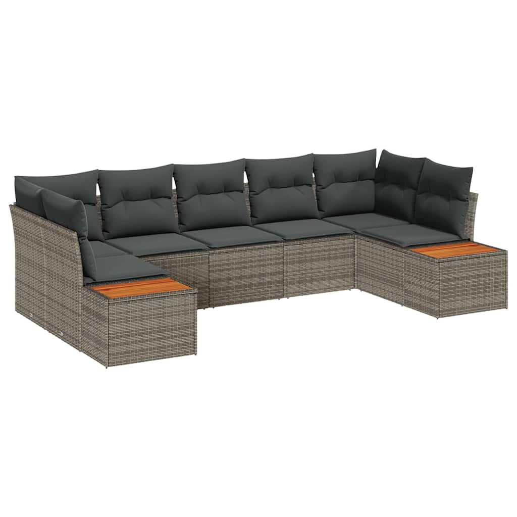 Set Divano da Giardino con cuscino 7 pcs Grigio Polyrattan | homemem39