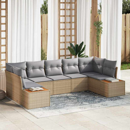 Set Divano da Giardino 7 pcs Beige e Grigio Chiaro Polyrattan | homemem39