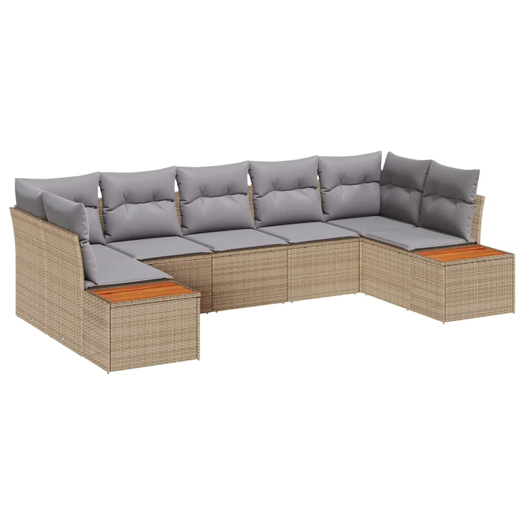 Set Divano da Giardino 7 pcs Beige e Grigio Chiaro Polyrattan