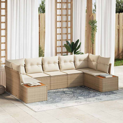 Set Divano da Giardino 7 pcs Beige e Crema Polyrattan | homemem39